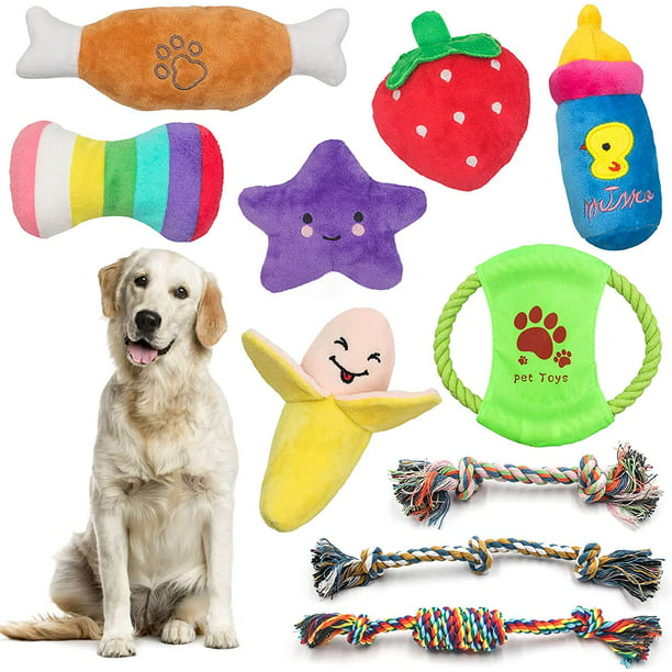 10Pack Gift Set Small Medium Large Dogs Pet Bite Training Rope Squeaky Chew Toys